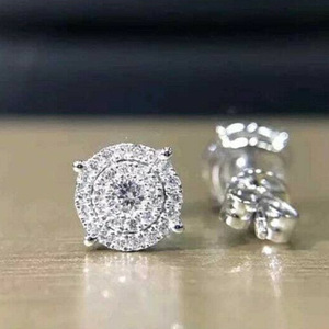 Orecchini rotondi scintillanti per donna, stile moderno da ufficio, gioielli per le orecchie con pavé - Product Image 3