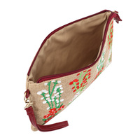 Banjara — pochette brodée en jute faite à la main, sac à main à fermeture éclair avec poignée, style ethnique chinois, pour cadeau de plage d'été