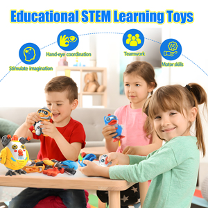 Ensemble de jouets animaux à construire 3-en-1 pour enfants, canard, coq et pingouin, ensemble de jouets interactifs à démonter avec des sons et des actions uniques - Product Image 2
