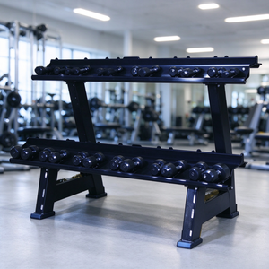 Support de rangement pour haltères à double niveau en acier robuste pour salle de sport commerciale - Product Image 6