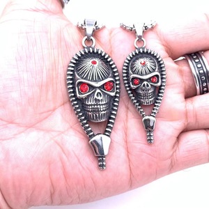 Stainless Steel Skull Pendant With Red Eyes Themed For Men And Women - Product Image 2