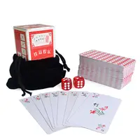 Wasserdichte tragbare Papier-Mahjong-Spielkarten mit 2 Acryl würfeln und Flanell-Tasche Travel Mahjong Poker Card