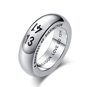 Trendy Number Titanium Steel <b>Ring</b> 1314 Gd Inspired Unisex Fashion Jewelry Gift - Product Image 1