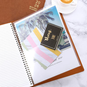 Custom Gold Spiral Bound <b>Leather</b> <b>Cover</b> <b>A5</b> 80 Sheets 100% Eco-friendly Budget Weekly Daily Monthly Planner <b>Notebook</b> Agenda - Product Image 3