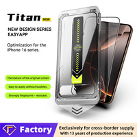 Protection d'écran en verre trempé Gorilla Titan pour iPhone 16/15 Pro, application sans poussière pour iPhone 17