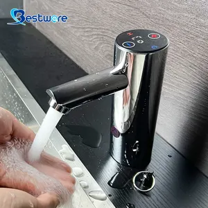 Modern Design Desktop Bathroom Electronic Faucet Sensor Single Hole Mount Single Handle Smart Water Basin Touch Screen Digital