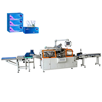 Ligne d'emballage de mouchoirs en boîte à grande vitesse 4 plis, non fluorescente, pour mouchoirs en boîte en forme de cube, machine d'emballage de mouchoirs en boîte pliés en V