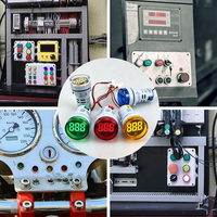Meteran Panel Digital AD16-22DSA Akurasi Tinggi, Amperemeter 22MM, Pengukur Arus 0-100A, Indikator LED Lampu Pilot Merah Kuning Hijau Putih