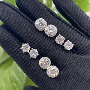 2023 Latest With GRA Certificate 6mm 1 Carat 925 Sterling Silver Earrings Women Moissanite Stud Earrings