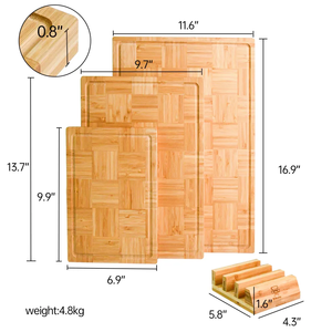 Juego de tablas de cortar de bambú únicas de 3 tamaños personalizados para la cocina, bloques de cortar rentables, estilo rural natural, respetuoso con el medio ambiente - Product Image 5