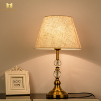 Luxe européen cristal moderne or + blanc abat-jour LED télécommande chambre lampe de Table de chevet Simple créatif hôtel décoratif