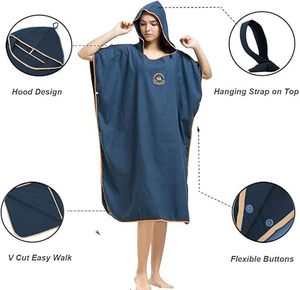 <span class=keywords><strong>Poncho</strong></span> de plage à capuche avec bordure orange, serviette de bain à séchage rapide en microfibre, robe de change pour le surf, la natation, la piscine, les voyages, vente en gros - Product Image 3
