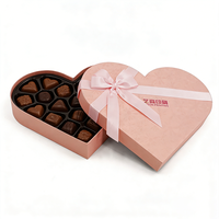 Boîte cadeau en chocolat rose en forme de cœur de luxe avec ruban en satin - Emballage en papier personnalisable pour la Saint-Valentin et les cadeaux