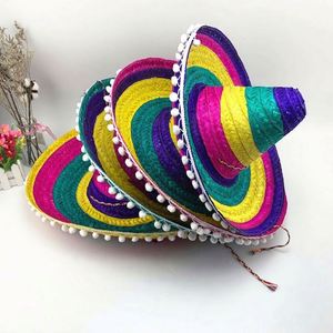 Wholesale Summer Mexican Sombrero Wide Brim Straw Hat in Straw Colored for Warm Weather - Product Image 2