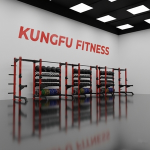 Kungfu Fitnessgeräte 4-Stationen-Kraftstation Käfig <span class=keywords><strong>Powerrack</strong></span> Fitness-Kniebeugenständer mit Gewichtsaufbewahrung - Product Image 2