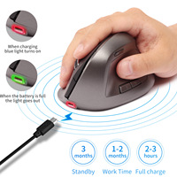 Desain Ortopedi Super Ergonomis Mouse Vertikal Nirkabel Isi Ulang