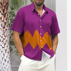 เสื้อซับในระบายอากาศสำหรับผู้ชายเสื้อพิมพ์ลายเสื้อยืดแขนสั้นสไตล์ฮาวายสำหรับใส่ในเขตร้อนชื้นมีกระดุมติดโลโก้ออกแบบได้ตามต้องการ - Product Image 4