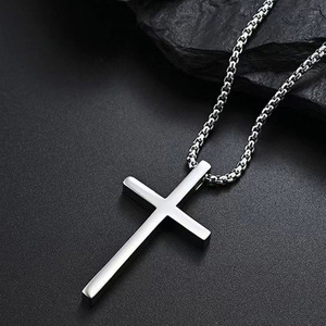 심플한 개성 크로스 펜던트 유럽 및 미국 힙합 트렌디 어린이용 합금 링크 체인 목걸이 - Product Image 2