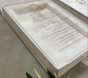 Boîte d'<span class=keywords><strong>invitation</strong></span> de <span class=keywords><strong>mariage</strong></span> personnalisée en velours avec estampage à chaud doré, couleurs personnalisées, avec cartes d'<span class=keywords><strong>invitation</strong></span> de <span class=keywords><strong>mariage</strong></span> en acrylique - Product Image 3