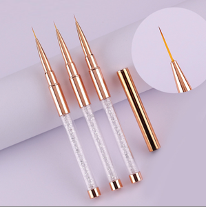 Pinceau à ongles ultra-fin en nylon avec manche diamant blanc et capuchon, pour dessin de lignes fines, peinture et nail art en salon - Product Image 4