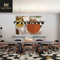 Ensemble de table et chaises de salle à manger de luxe en marbre brun, style nordique, sur mesure, pour la vente en gros