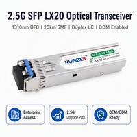 Transceiver Fibre Optique SFP-2.5G-LX20-SM1310 en Gros Usine, 20km LC SMF DDM, Température Industrielle, Étiquette Personnalisée