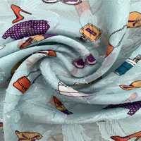 Matériau métallique en gros 100% polyester imprimé tissu 75D tissé en mousseline de soie Jacquard impression avec finition douce