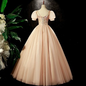Evening Gown Puff Sleeves Scoop Neck Floral Print Empire Waist Tutu Skirt Wedding Dress Adult Formal Gown - Product Image 4