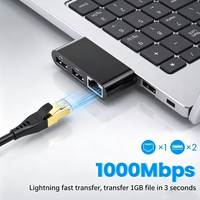 Hub USB 3-en-1 en plastique en stock pour routeurs Wi-Fi, clavier MIDI, connecteur Internet portable pour station d'accueil d'ordinateur portable