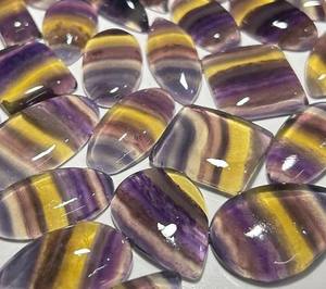Lot en gros de cabochons en fluorite 100 % naturelle de haute qualité, pierres précieuses colorées en vrac pour la guérison et la joaillerie - Product Image 5