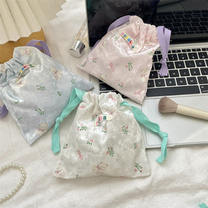 Sozakka Cartoon Bear Drawstring Bag Small Cosmetic Pouch <b>For</b> <b>Makeup</b> Lipstick Travel Bedroom Use - Product Image 3