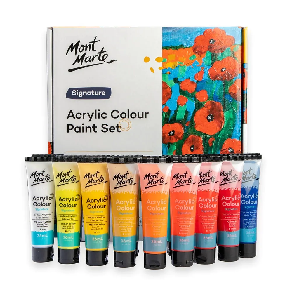Set di colori acrilici Mont Marte 18 pezzi x 36ml set di colori acrilici per artisti
