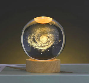 زينة كرة كريستال فنية ثلاثية الأبعاد بتصميم النظام الشمسي، ديكورات مكتبية مع إضاءة ليلية - Product Image 4