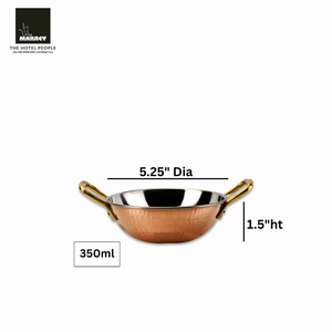 Kadai Vintage en acier et cuivre avec poignées en laiton Bol de service traditionnel pour restaurants hôtels traiteur en vrac d'Inde - Product Image 2