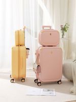 Valise d'avion Verage de chariot éminent de forme ronde jaune avec des ensembles de bagages de roue portent le sac de chariot pour des femmes