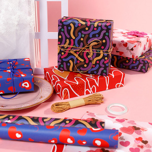 Rollo de papel de regalo impreso brillante de cumpleaños ecológico virgen de silicona recubierta desechable de 80g al por mayor - Product Image 6