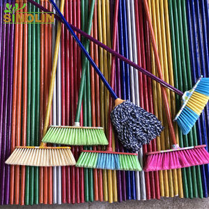 Machine écologique robuste <span class=keywords><strong>PVC</strong></span> plastique enduit bâton en bois 25mm fer métal poignée brosse vadrouille palmier balai fabricant bambou naturel - Product Image 2