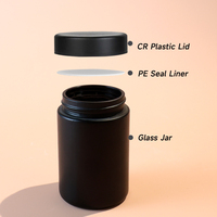 Bocaux en verre noir anti-UV, résistants aux enfants, 2oz 3oz 4oz, pour l'emballage et la présentation de fleurs (2G 3.5G 5G), avec logo personnalisé
