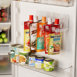 Fridge Organizer <b>Rack</b> Wall Mounted For Sauce Bottles And Cans Storage Hanging <b>Kitchen</b> Storage Solution - Product Image 1