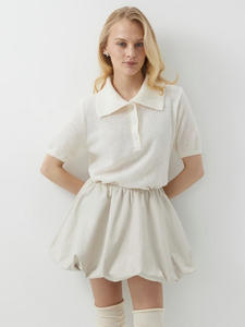 Suéter Casual Transpirable de Punto Calado para Mujer, Manga Corta, Otoño, Manga Regular, Camiseta, Top de Punto Sencillo - Product Image 4