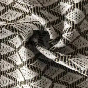 Top Supplier Geometric Shiny Poly Viscose Rayon SP Stretch Knit Jacquard Tr Golden Silver Yarn Lurex Fabric