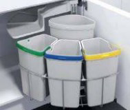 Poubelle à 3 compartiments séparés en plastique, en forme d'éventail, avec couvercles, pour évier de cuisine et rangement sous armoire - Product Image 5