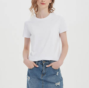 Camiseta personalizada de color sólido para mujer, Camiseta estampada de alta calidad con estilo de algodón suave y hombro liso, camisetas baratas en blanco a granel - Product Image 2
