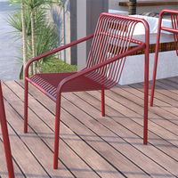 Ensemble table et chaises d'extérieur moderne en fer forgé pour villa, terrasse, hôtel, jardin, canapé et chaise de patio en métal