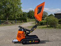 Mini-dumper hydraulique sur chenilles Antspower 2026 homologué CE, motorisé par un moteur à essence de 13,5 CV, capacité de charge de 600 kg