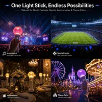 Bâton lumineux LED à commande par application DMX RF portable et léger avec logo personnalisé et 3 piles AAA incluses pour les concerts et les festivals