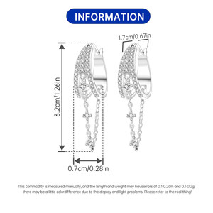 ต่างหูพู่สามเส้นประดับหินทองเหลืองสีขาวขายดี ดีไซน์แฟชั่นดั้งเดิมและใช้งานได้หลากหลายสำหรับผู้หญิงขายส่ง - Product Image 2