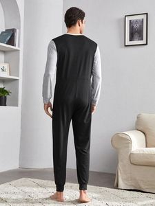 Pantaloni da notte in morbido bambù con bottone tutina per adulti in cotone personalizzato <span class=keywords><strong>pigiama</strong></span> da <span class=keywords><strong>uomo</strong></span> - Product Image 3