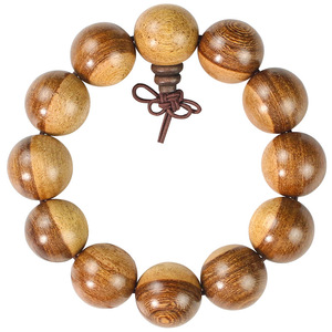 Golden Sandalwood <b>Bracelet</b> 20mm Yin Yang Wood Beads Men's Buddhist Prayer Beads Single Strand Ethnic Style Jewelry - Product Image 4