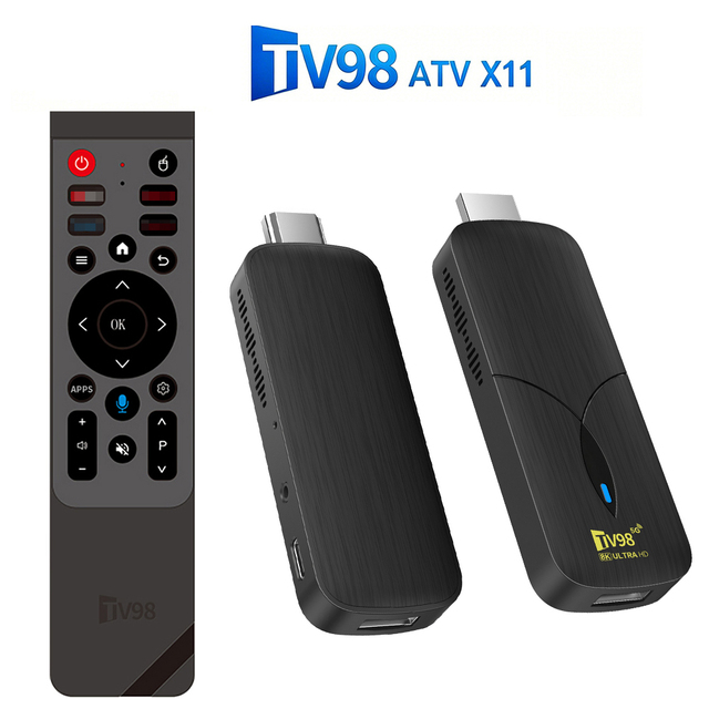 Android TV Stick TV98 ATV X11 Quad Core 4K 1GB 8GB Android 10.0 OS 2.4G/5GHz WiFi Wireless Mouse
